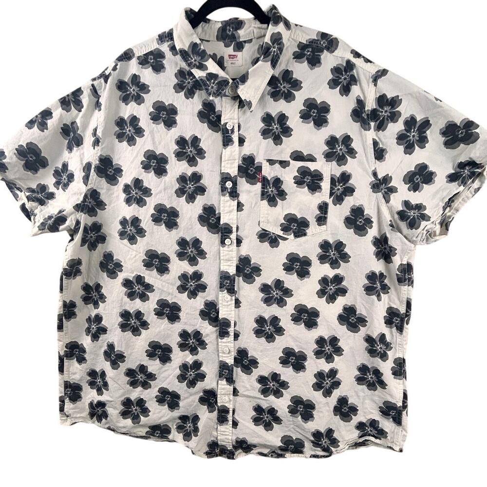 Levi’s Floral Button Up Shirt 4XLT Hemp Blend Short Sleeve Pocket